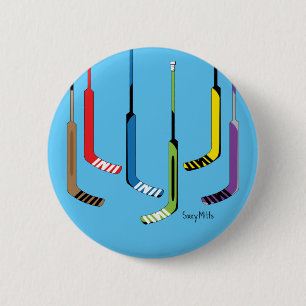 Colourful Hockey Goalie Sticks Flair Pinback 6 Cm Round Badge
