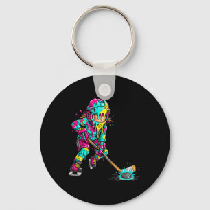 Colourful Hockey Ice Cream Drip Player (1) Key Ring