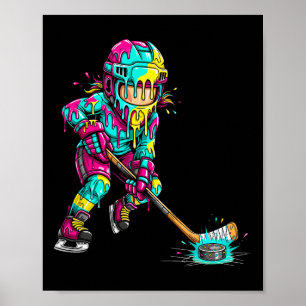 Colourful Hockey Ice Cream Drip Player (1) Poster