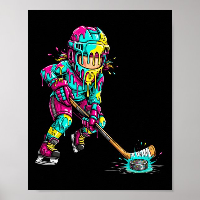 Colourful Hockey Ice Cream Drip Player (1)  Poster (Front)