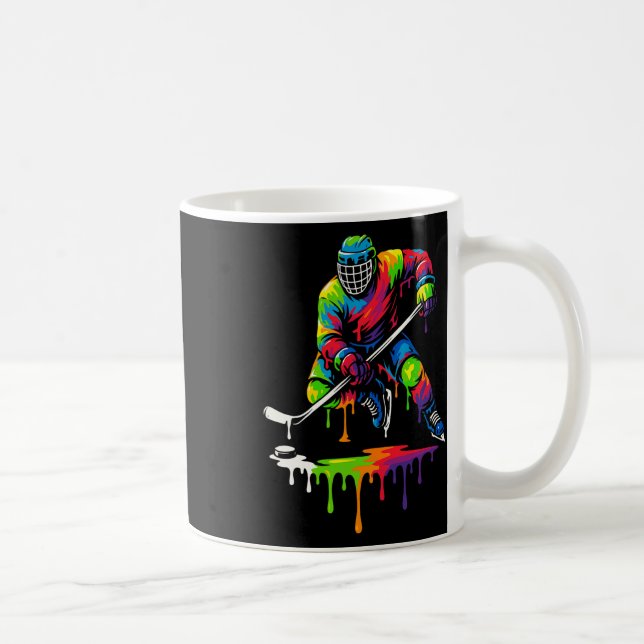 Colourful Hockey Ice Cream Drip Player  Coffee Mug (Right)