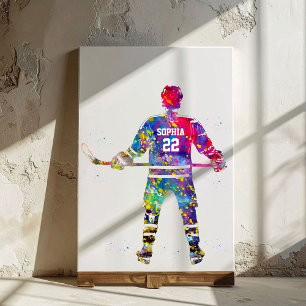 Colourful Hockey Player Canvas Print