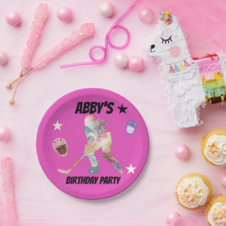 Colourful Hockey Player  Paper Plates