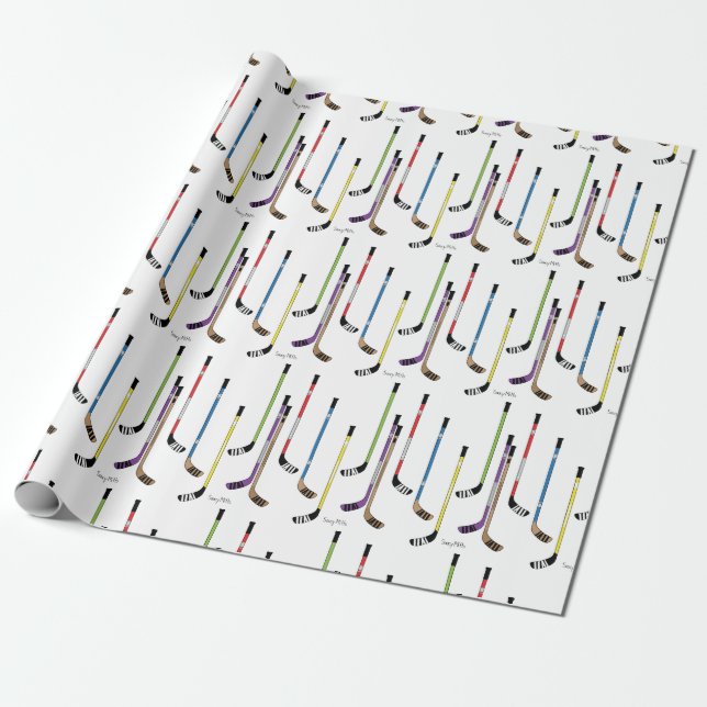 Colourful Hockey Sticks Wrapping Paper (Unrolled)