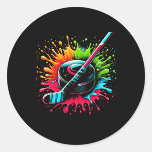 Colourful Hockey Tie Dye Colour Hockey Player Spor Classic Round Sticker