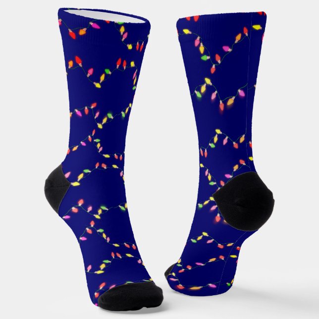 Colourful Holiday Lights Christmas Socks (Angled)