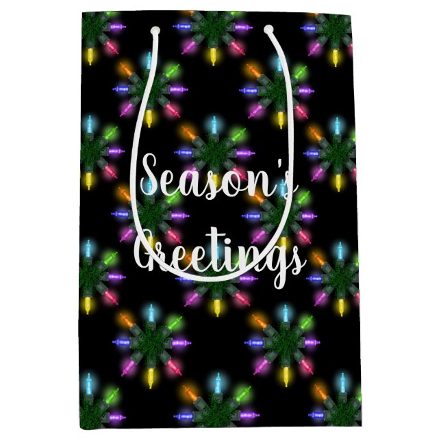 Colourful Holiday Lights Snowflake Medium Gift Bag (Front)