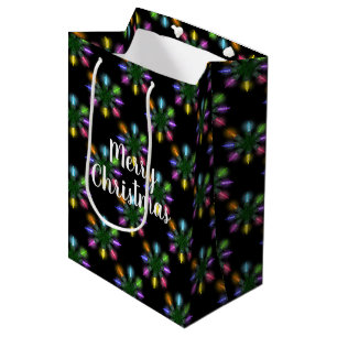 Colourful Holiday Lights Snowflake Medium Gift Bag