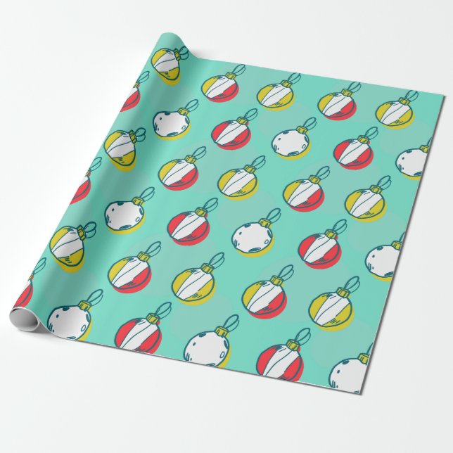 Colourful holiday ornaments  Christmas Gift Wrapping Paper (Unrolled)