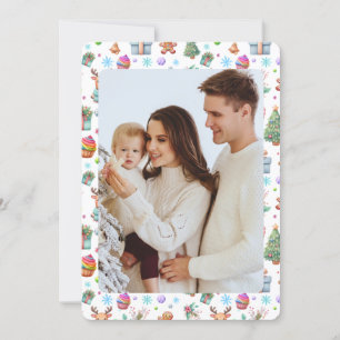Colourful Holiday Photo Card with Festive Pattern