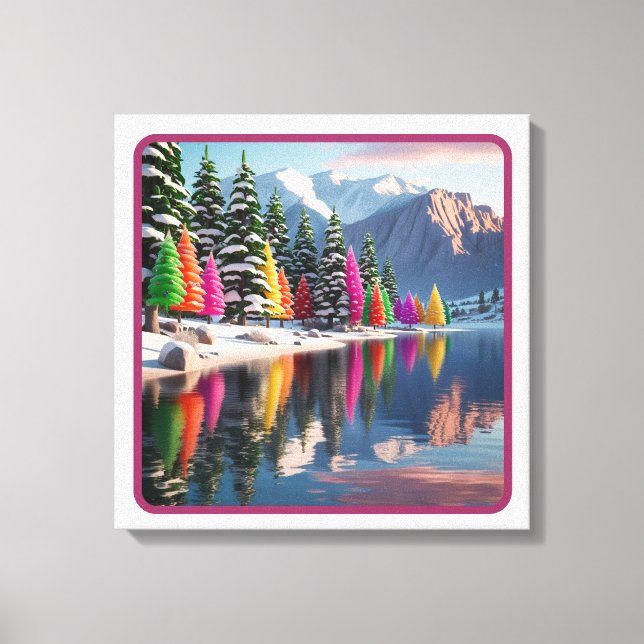 Colourful Holiday Reflections by the Lake Canvas Print (Front)