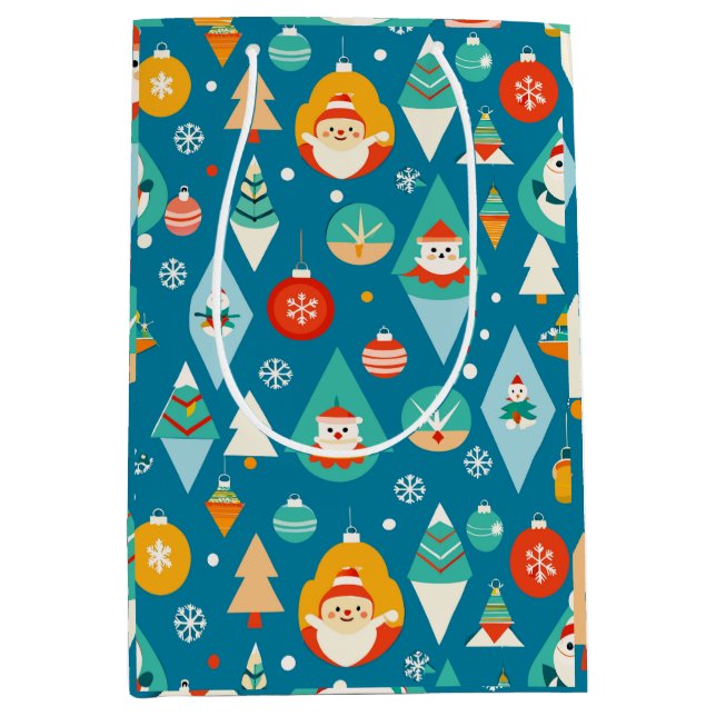 Colourful Holiday Seamless Pattern Christmas Winte Medium Gift Bag (Front)