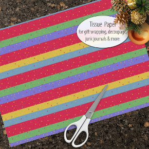 Colourful Holiday Stripes & StarsTissue Paper