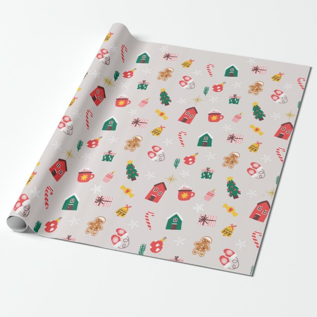 Colourful Holiday Wrapping Paper: Fun Winter Desig Paper (Unrolled)