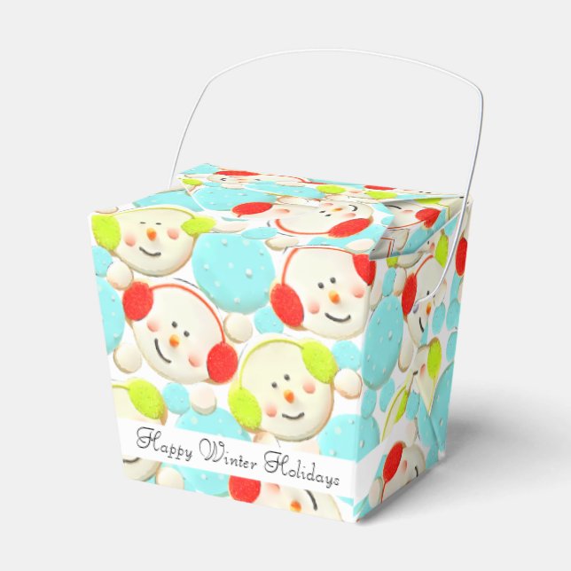 Colourful Holidays Snowmen Favour Box (Front Side)