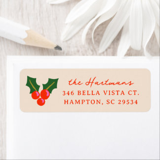 Colourful Holly Berries Christmas Return Address