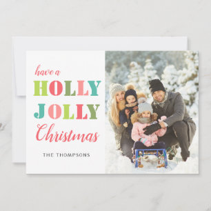 Colourful Holly Jolly  Christmas Photo Holiday Card