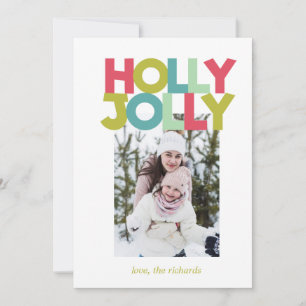 Colourful Holly Jolly Photo Christmas Card