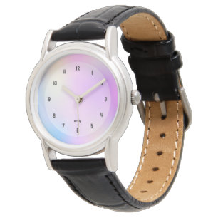 Colourful holographic background clock watch