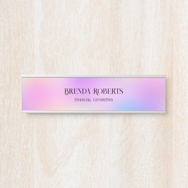 Colourful holographic background door sign (Front)