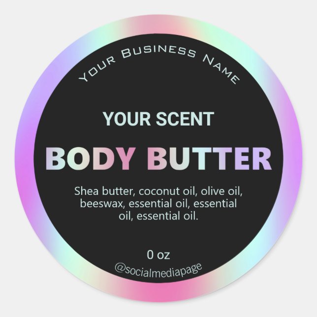 Colourful Holographic Body Butter Labels (Front)