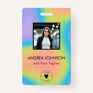 Colourful Holographic Employee Photo Logo Bar Code ID Badge