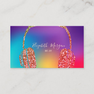 Colourful Holographic Glitter Headphone DJ Business Card