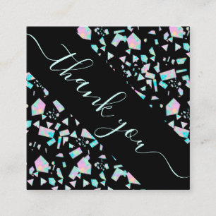 Colourful Holographic Mosaic Discount & Thank You Square Business Card