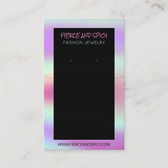 Colourful Holographic Necklace And Earring Display Business Card (Front)