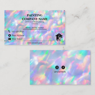 Colourful Holographic painter House  Business Card