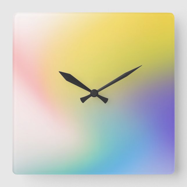 Colourful Holographic Square Wall Clock (Front)