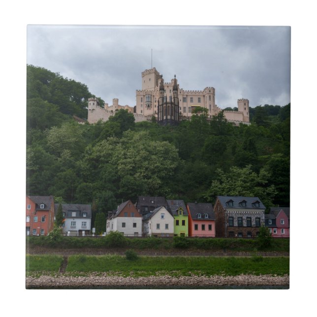 Colourful Homes Below Stolzenfels Castle Tile (Front)