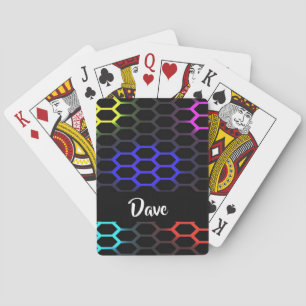 Colourful honeycomb patterned playing cards