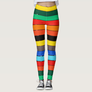 Colourful Hoops and Stripes Rainbow Leggings