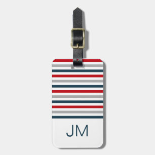 Colourful horizontal navy stripes luggage tag