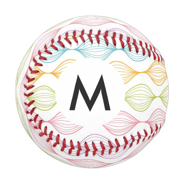 Colourful horizontal ogee pattern baseball (Front Left)