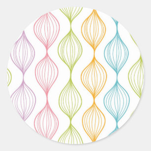 Colourful horizontal ogee pattern classic round sticker