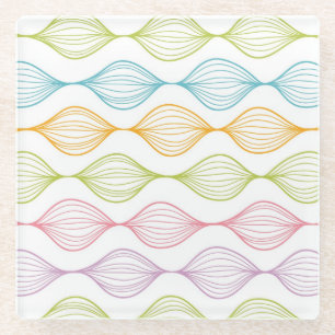 Colourful horizontal ogee pattern glass coaster