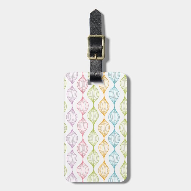 Colourful horizontal ogee pattern luggage tag (Front Vertical)