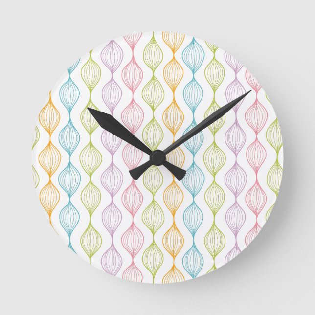 Colourful horizontal ogee pattern round clock (Front)