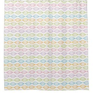 Colourful horizontal ogee pattern shower curtain