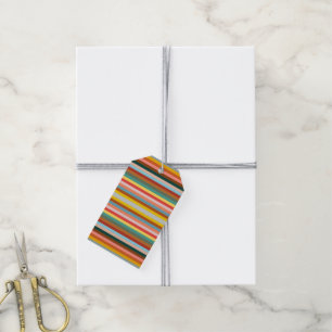 Colourful Horizontal Retro Stripes  Gift Tags