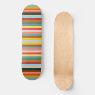 Colourful Horizontal Retro Stripes  Skateboard