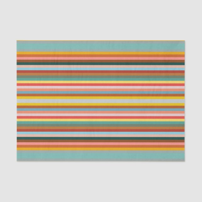 Colourful Horizontal Retro Stripes  Tissue Paper (Front)