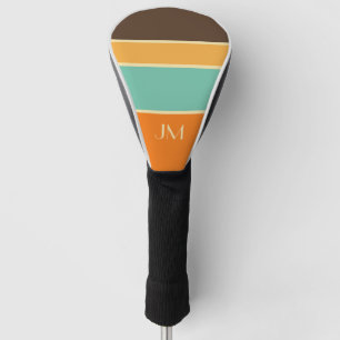 Colourful horizontal retro style lines golf head cover