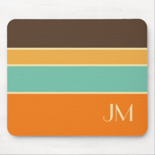 Colourful horizontal retro style lines mouse mat