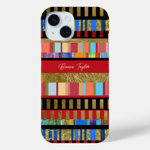 Colourful Horizontal Stripes Girly Modern iPhone 15 Case