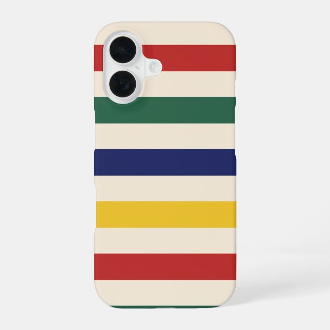 Colourful Horizontal Stripes iPhone 16 Case (Back)