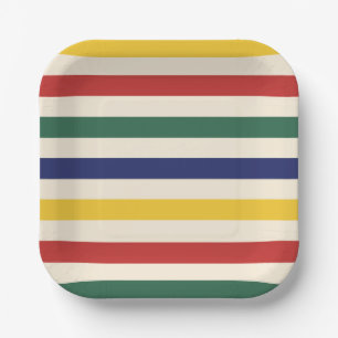 Colourful Horizontal Stripes Paper Plate