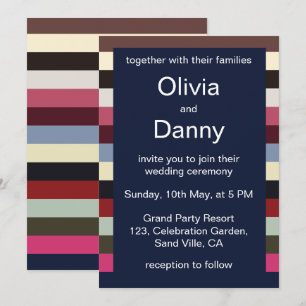 Colourful Horizontal Stripes Summer Wedding Invitation